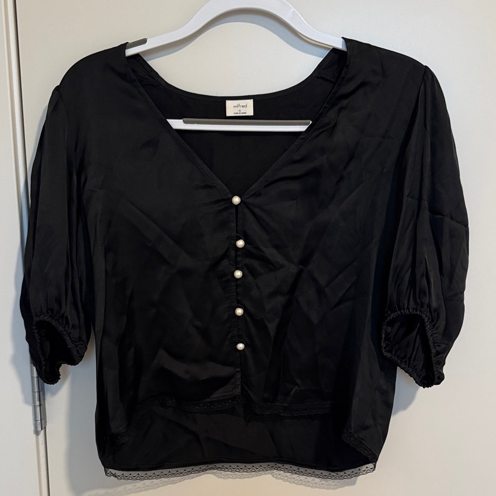 Wilfred Black Blouse with Pearl Accents